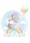Πόστερ BABY ELEPHANT SPLASHING RAINBOW