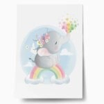 Πόστερ BABY ELEPHANT SPLASHING RAINBOW