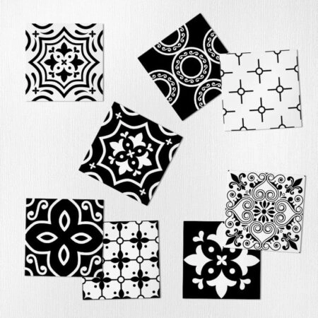 Αυτοκόλλητα Πλακάκια BLACK AND WHITE VINTAGE SET 8 τμχ - Αυτοκόλλητα Πλακακια Sticky 1