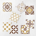 Αυτοκόλλητα Πλακάκια BROWN AND DARK YELLOW CLASSIC SET 8 τμχ