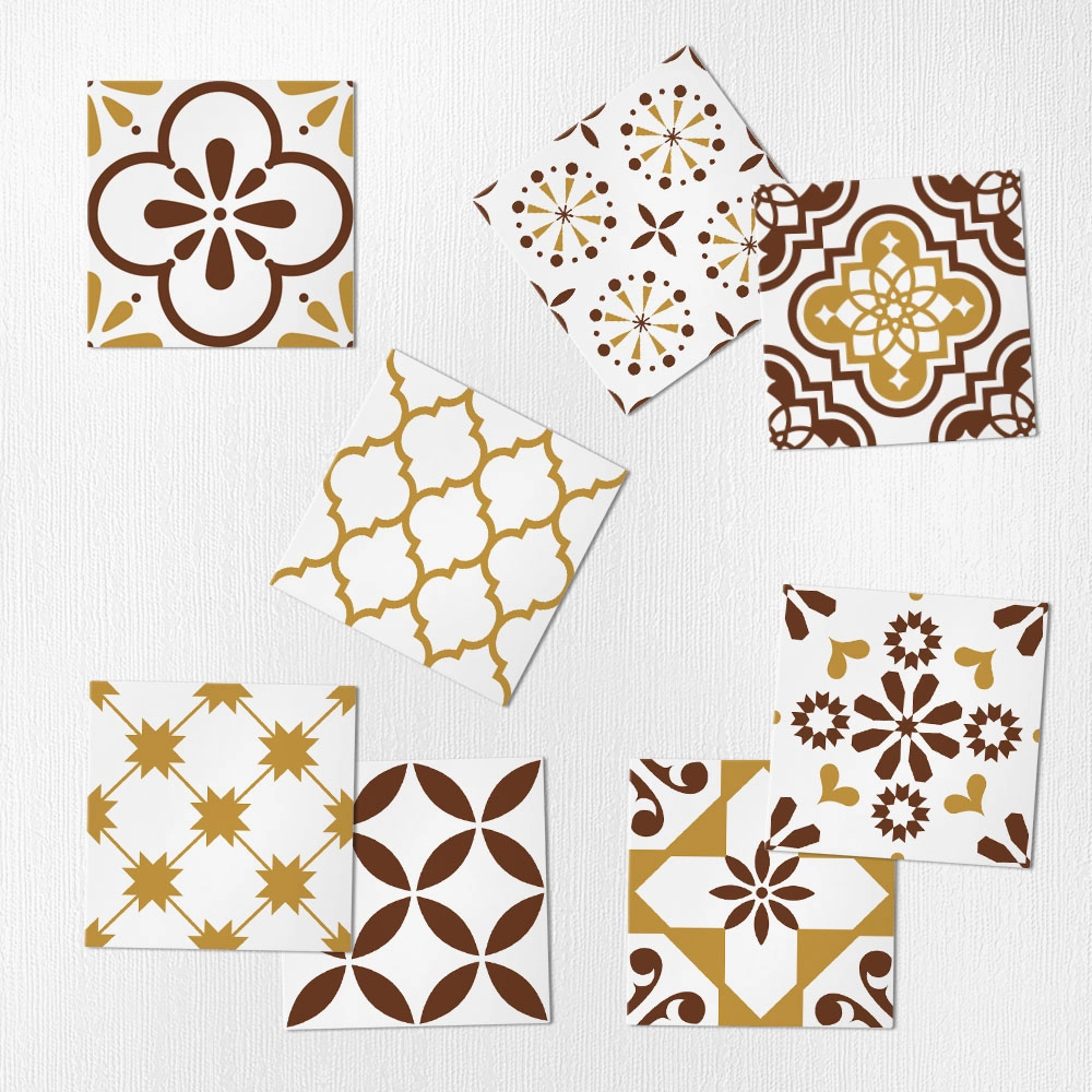 Αυτοκόλλητα Πλακάκια BROWN AND DARK YELLOW CLASSIC SET 8 τμχ