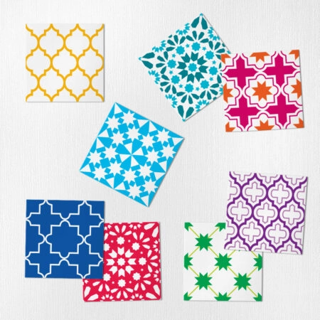 Αυτοκόλλητα Πλακάκια COLORFUL GEOMETRIC SET 8 τμχ - Αυτοκόλλητα Πλακακια Sticky 1