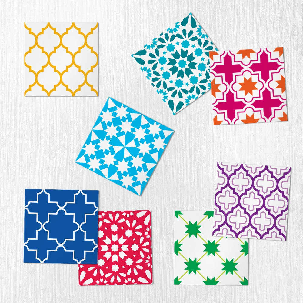 Αυτοκόλλητα Πλακάκια COLORFUL GEOMETRIC SET 8 τμχ