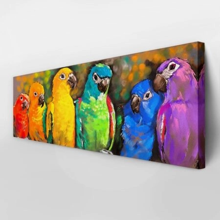 Πίνακας Πανοραμικός COLORFUL PARROTS - Πουλια Sticky 3
