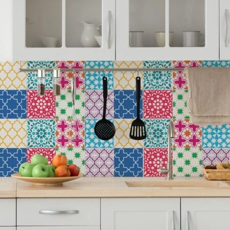 Αυτοκόλλητα Πλακάκια COLORFUL GEOMETRIC SET 8 τμχ