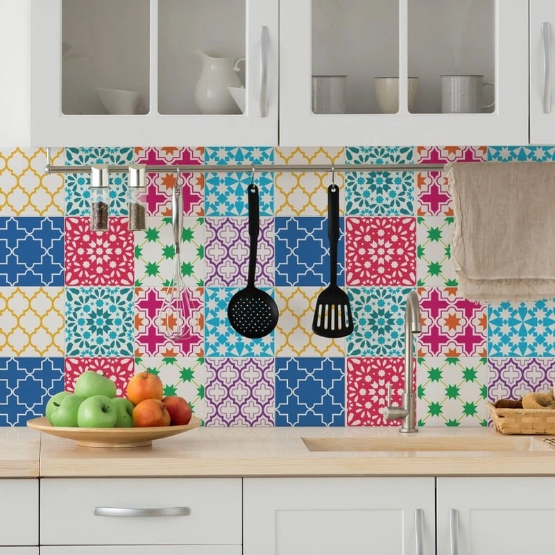 Αυτοκόλλητα Πλακάκια COLORFUL GEOMETRIC SET 8 τμχ