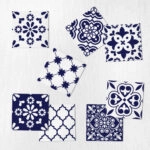 Αυτοκόλλητα Πλακάκια DARK BLUE AND WHITE CLASSIC SET 8 τμχ