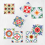Αυτοκόλλητα Πλακάκια GREEN RED AND BLUE CLASSIC SET 8 τμχ