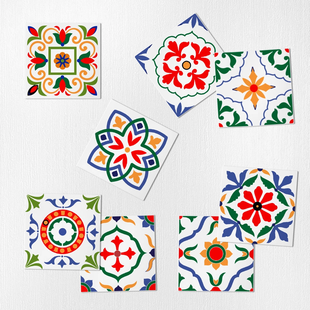 Αυτοκόλλητα Πλακάκια GREEN RED AND BLUE CLASSIC SET 8 τμχ