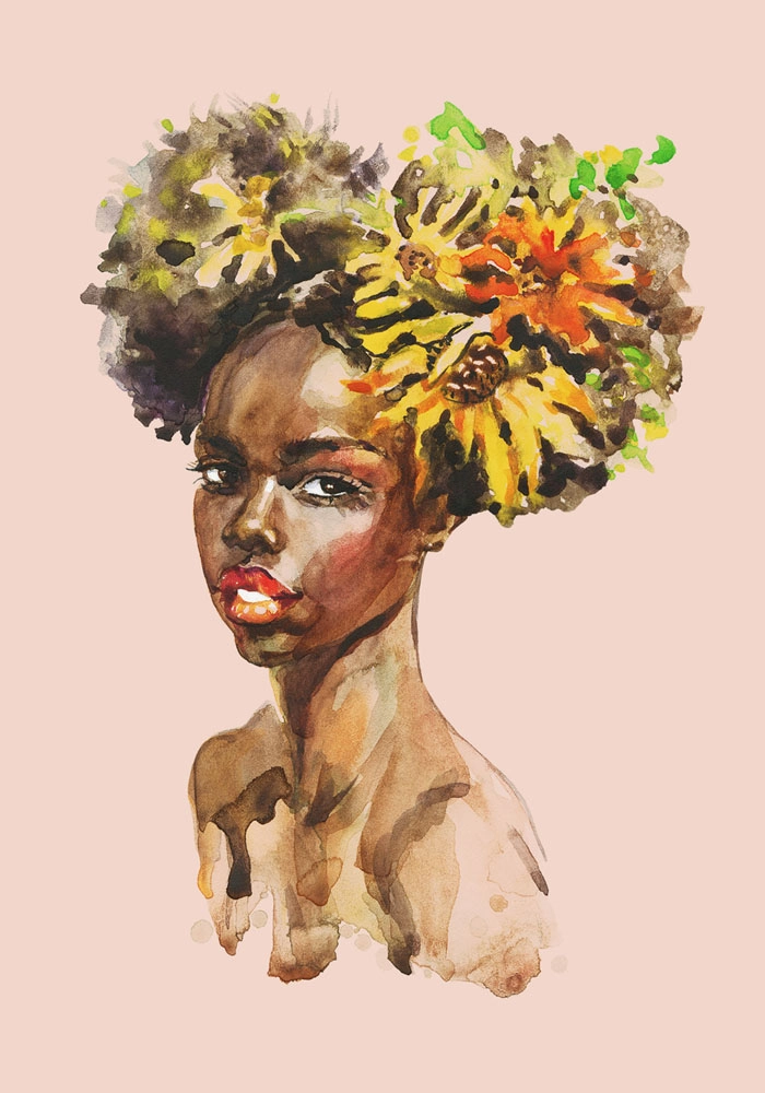 Πόστερ LADY PAINTING WITH FLOWERS ON HEAD