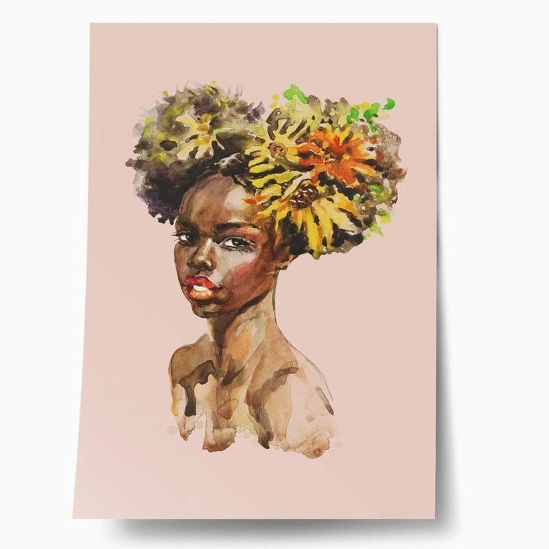 Πόστερ LADY PAINTING WITH FLOWERS ON HEAD