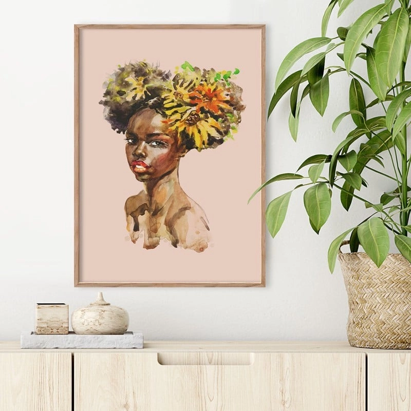 Πόστερ LADY PAINTING WITH FLOWERS ON HEAD