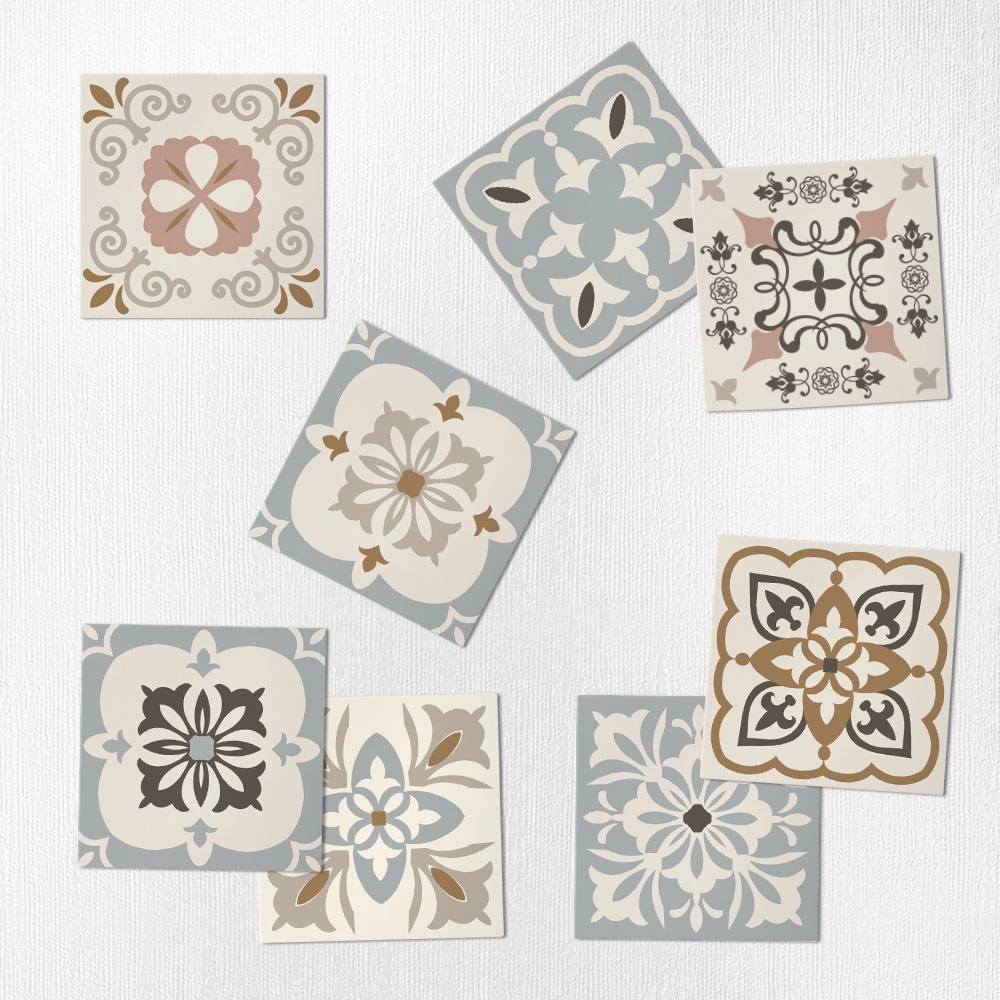 Αυτοκόλλητα Πλακάκια LIGHT BLUE AND PINK BEIGE SET 8 τμχ