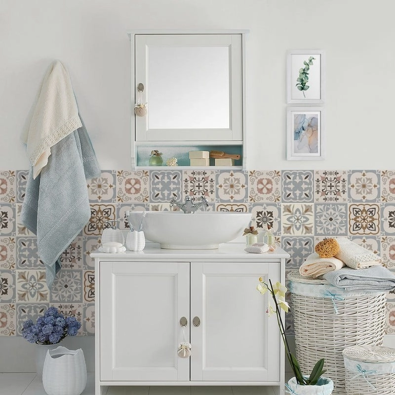 Αυτοκόλλητα Πλακάκια LIGHT BLUE AND PINK BEIGE SET 8 τμχ