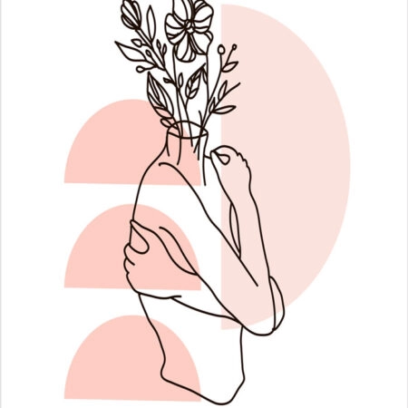 Πόστερ MINIMALISTIC WOMEN FACES WITH FLOWERS 1 - Lineart Sticky 2