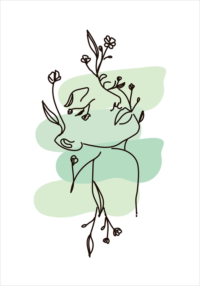 Πόστερ MINIMALISTIC WOMEN FACES WITH FLOWERS 2