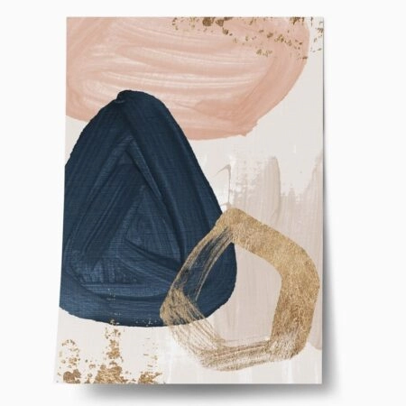 Πόστερ NAVY BLUE PINK AND GOLD OIL PAINT - Abstract - Αφηρημένα Sticky 1