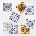 Αυτοκόλλητα Πλακάκια ORANGE AND BLUE VINTAGE SET 8 τμχ