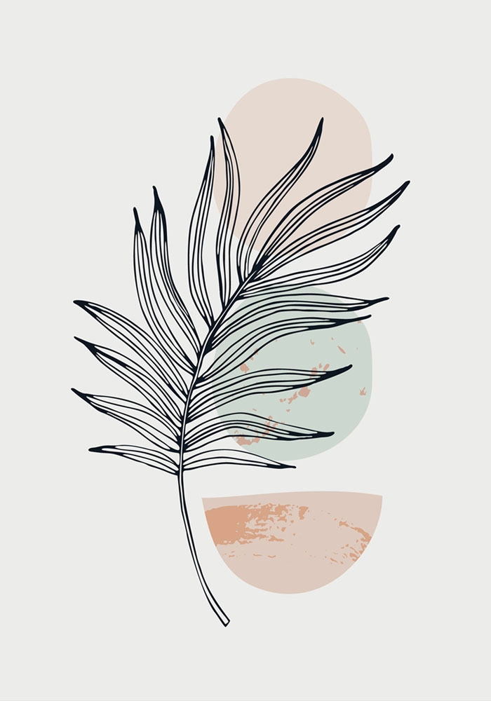 Πόστερ PALM LEAF WITH GEOMETRIC SHAPES
