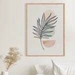 Πόστερ PALM LEAF WITH GEOMETRIC SHAPES