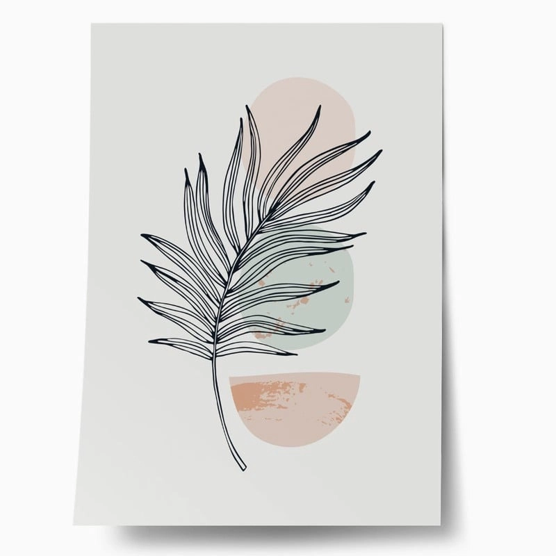 Πόστερ PALM LEAF WITH GEOMETRIC SHAPES