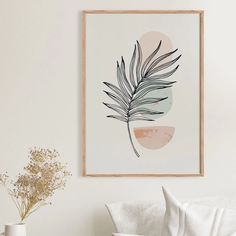 Πόστερ PALM LEAF WITH GEOMETRIC SHAPES