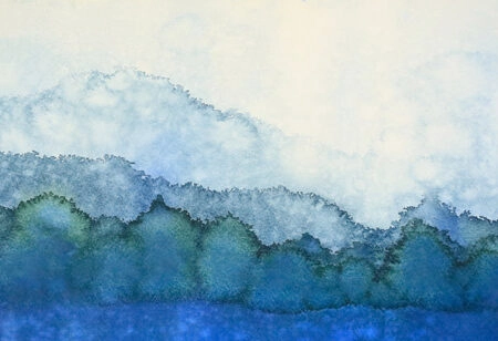 Πίνακας Πανοραμικός WATERCOLOR ABSTRACT LANDSCAPE - Κυματα Sticky 5