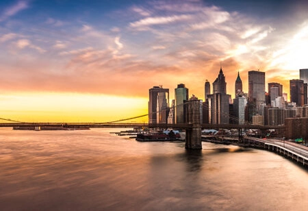 Πίνακας Πανοραμικός σε καμβά BROOKLYN BRIDGE SUNSET - Νεα Υορκη Sticky 4