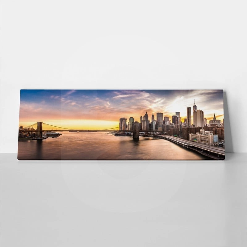 Πίνακας Πανοραμικός σε καμβά BROOKLYN BRIDGE SUNSET