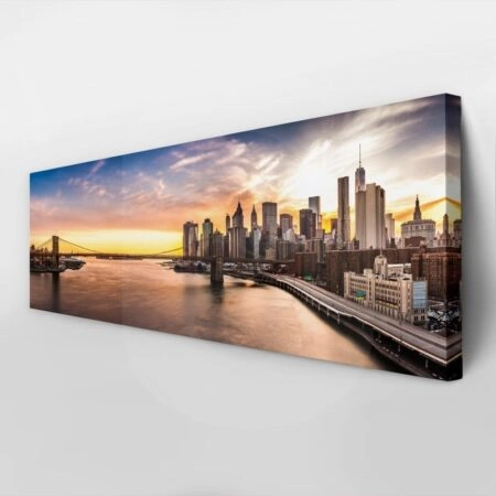 Πίνακας Πανοραμικός σε καμβά BROOKLYN BRIDGE SUNSET - Νεα Υορκη Sticky 2
