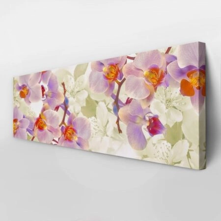 Πίνακας Πανοραμικός σε καμβά FLOWERING ORCHIDS AND CHERRIES - Ορχιδεες Sticky 3