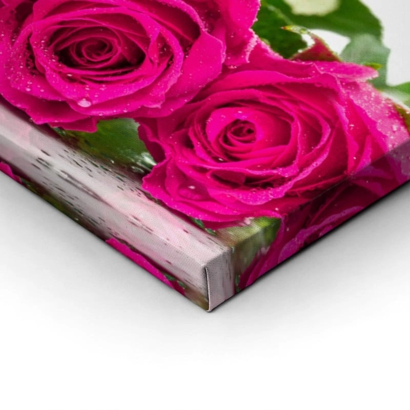 Πίνακας Πανοραμικός σε καμβά ROSES WITH DEW DROPS