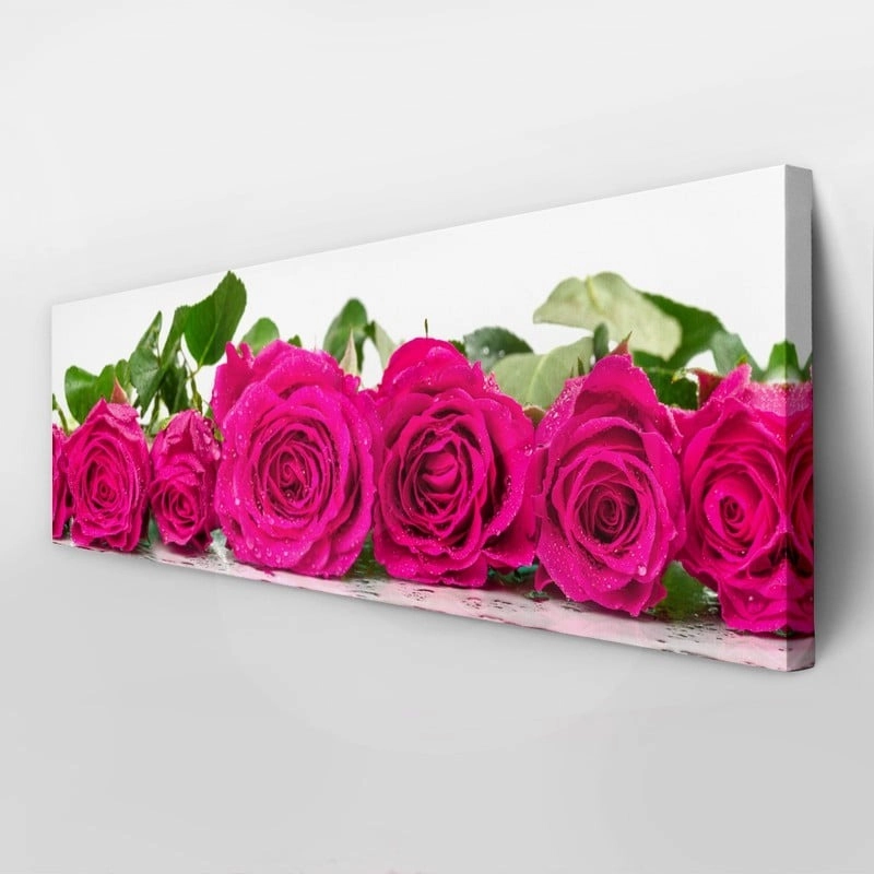 Πίνακας Πανοραμικός σε καμβά ROSES WITH DEW DROPS