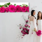 Πίνακας Πανοραμικός σε καμβά ROSES WITH DEW DROPS