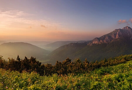 Πίνακας Πανοραμικός σε καμβά ROSZUTEK PEAK IN SUNSET - Βουνα Sticky 5