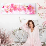 Πίνακας Πανοραμικός σε καμβά SAKURA BRANCH PINK CHERRY