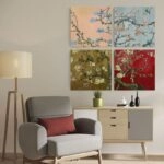Τετράπτυχο σετ τετράγωνοι πίνακες VAN GOGH - ALMOND BLOSSOM