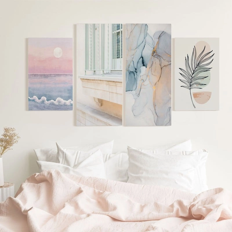 Τετράπτυχος Πινακας σε καμβά BEAUTY IN PASTEL COLORS