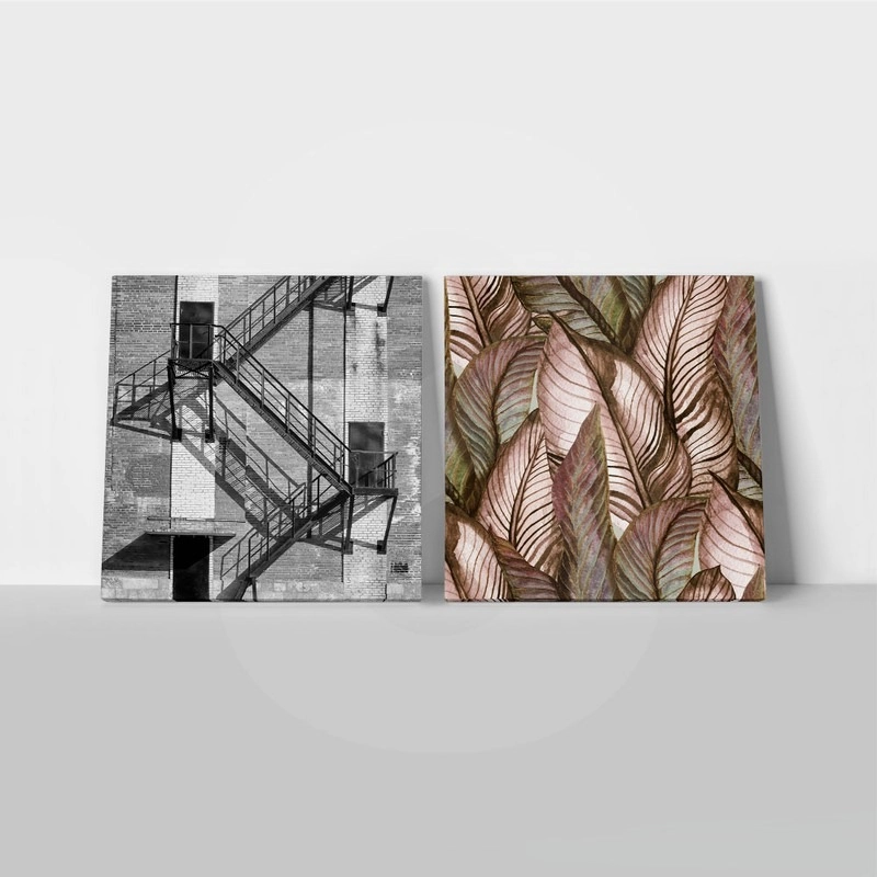 Τετράπτυχο σετ τετράγωνοι πίνακες GREY AND BLACK ABSTRACT