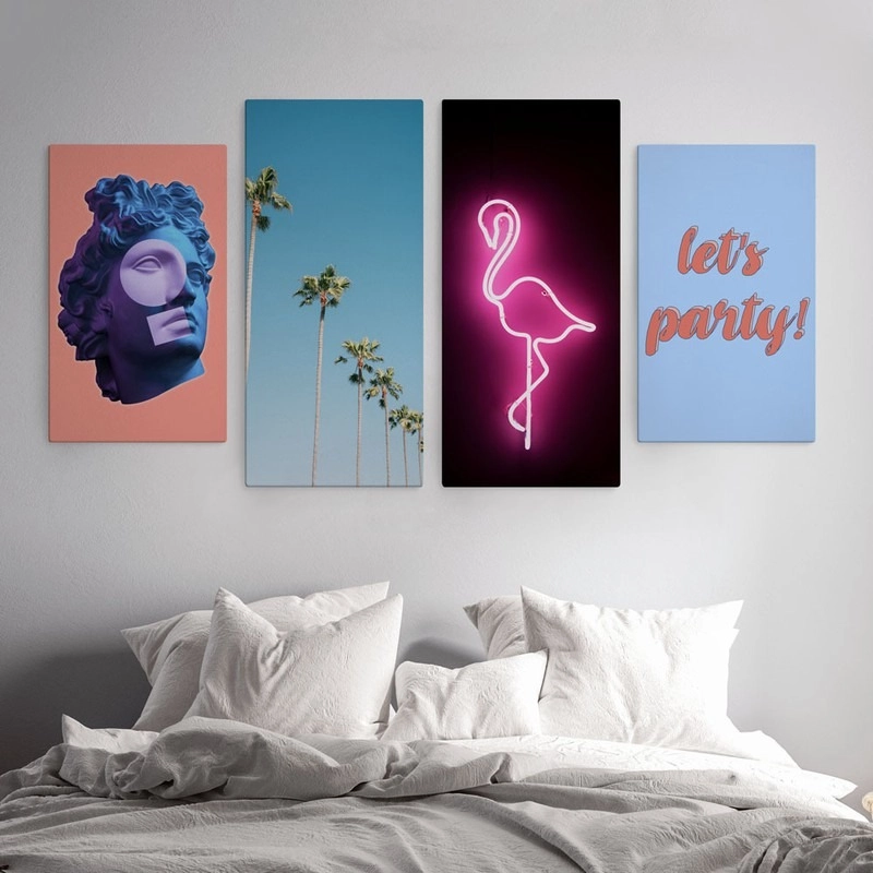 Τετράπτυχος Πινακας σε καμβά LETS PARTY