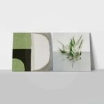 Τετράπτυχο σετ τετράγωνοι πίνακες MINIMAL ABSTRACT GREEN