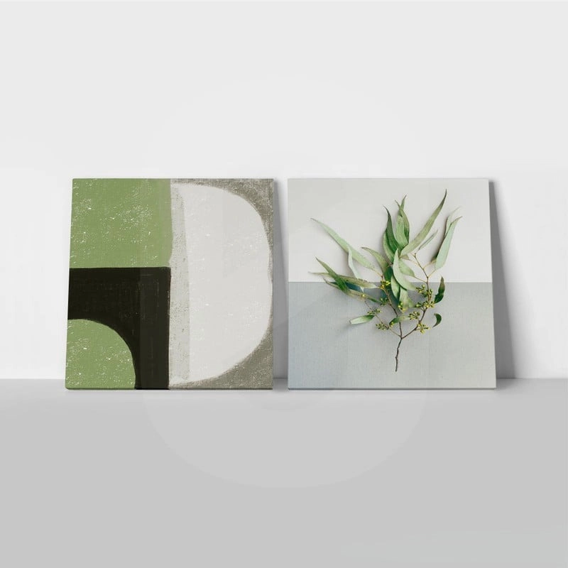 Τετράπτυχο σετ τετράγωνοι πίνακες MINIMAL ABSTRACT GREEN