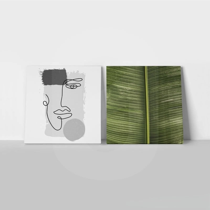 Τετράπτυχο σετ τετράγωνοι πίνακες MINIMAL ABSTRACT GREEN