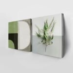 Τετράπτυχο σετ τετράγωνοι πίνακες MINIMAL ABSTRACT GREEN