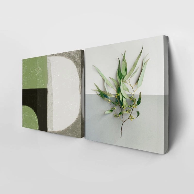 Τετράπτυχο σετ τετράγωνοι πίνακες MINIMAL ABSTRACT GREEN