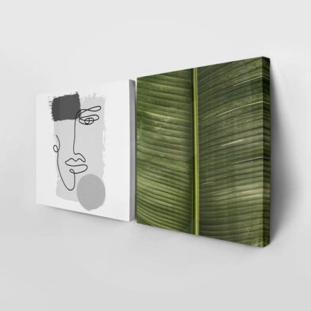 Τετράπτυχο σετ τετράγωνοι πίνακες MINIMAL ABSTRACT GREEN - Botanical - Φυτα Sticky 4