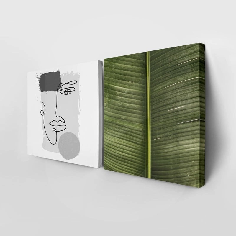 Τετράπτυχο σετ τετράγωνοι πίνακες MINIMAL ABSTRACT GREEN