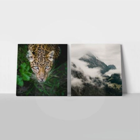 Τετράπτυχο σετ τετράγωνοι πίνακες TROPICAL JUNGLE VIBES - Τοπια και Φυση Sticky 2