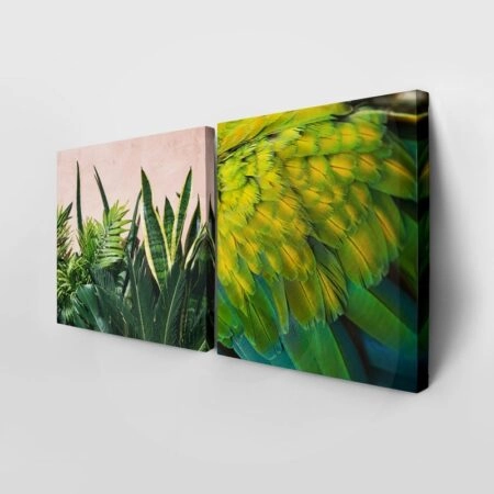 Τετράπτυχο σετ τετράγωνοι πίνακες TROPICAL JUNGLE VIBES - Τοπια και Φυση Sticky 3