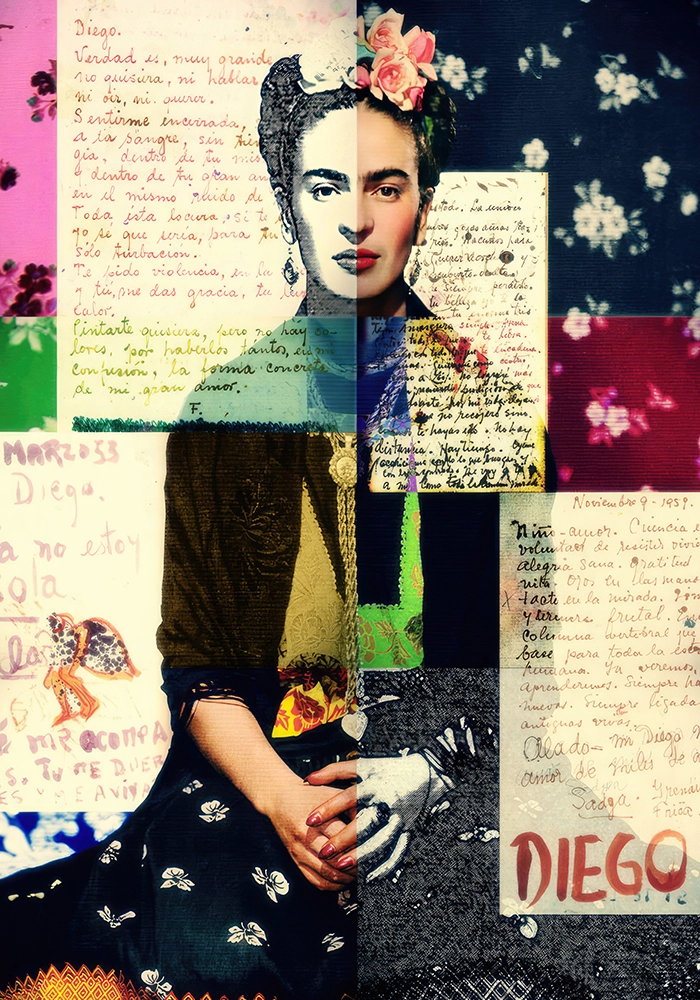 Πίνακας σε καμβά FRIDA LOVE LETTERS
